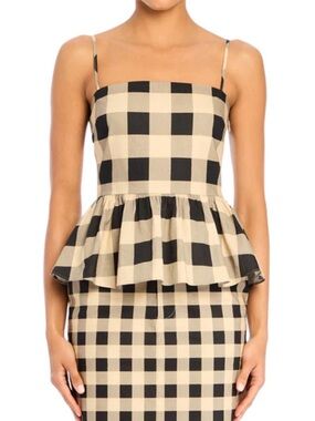 NWT SER.O.YA Ara Linen Gingham Top & Skirt Set – Neutral Plaid – Size S